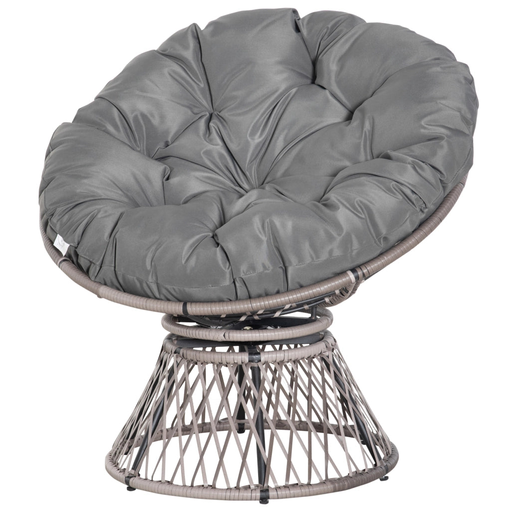 Poltrona a dondolo rotante in rattan grigio ¨C zephmum ¨C 97x87x86 cm