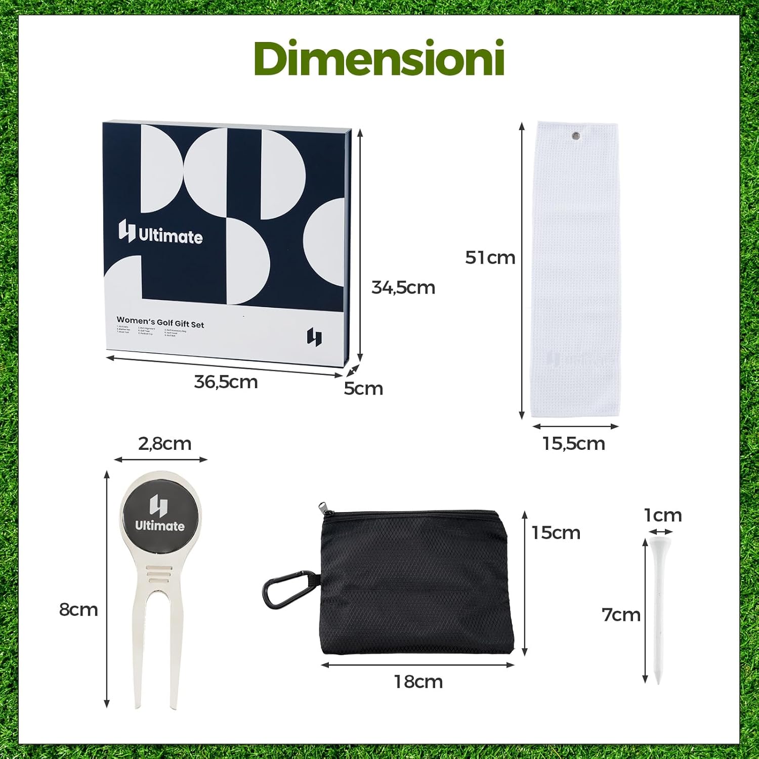 Set Completo da Golf, Tee da Golf, Asciugamano, Cintura da Golf, Cappello da Golf, Attrezzo per Divot, Segnapallina & Borsa Portaoggetti, Scatola Regalo Golf per Uomo e Donna