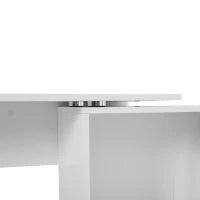 Scrivania Angolare con Libreria Scaffale in Legno Bianco, Tavolo da Pranzo con Rotazione a 360°, 173x39.8x74 cm