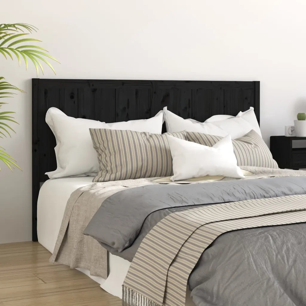 Testiera | Testata per Letto Nera 205,5x4x100cm in Legno Massello di Pino