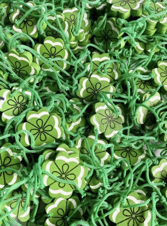 Poppatoi di fortuna - Hanger di fortuna - Klavertje Vier - Legno - Verde - Doppio - 10 pezzi
