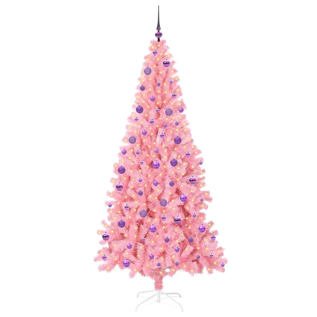 Albero di Natale con 300 LED con supporto Rosa 210 cm PVC