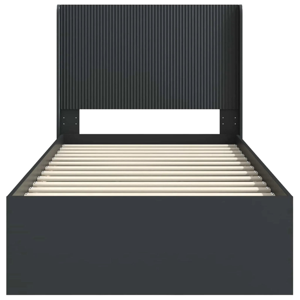 Struttura del letto con stoccaggio e testata Nero 75 x 190 cm 3414166