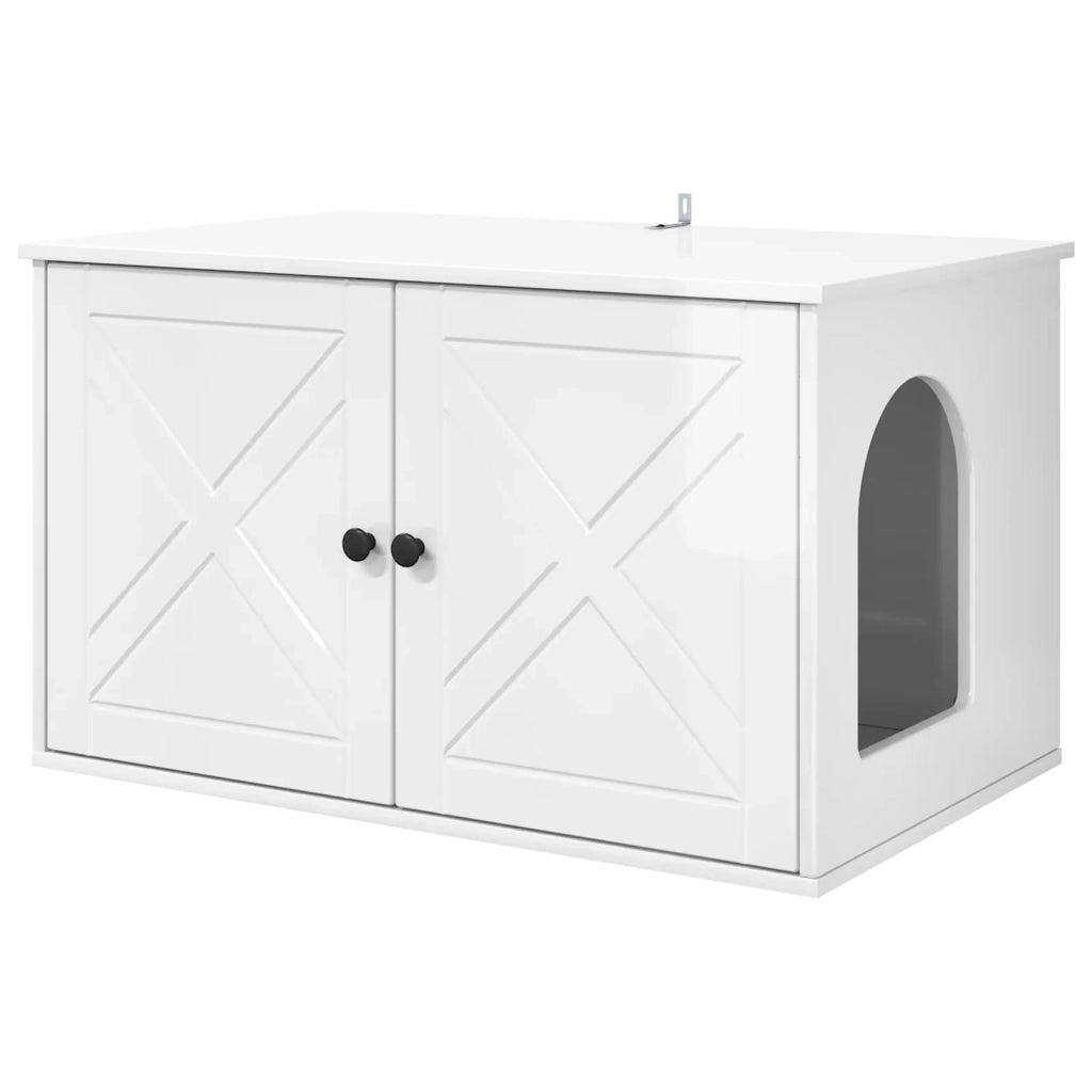 Casa per Gatti Bianco Lucido 85 x 55 x 50 cm Legno multistrato