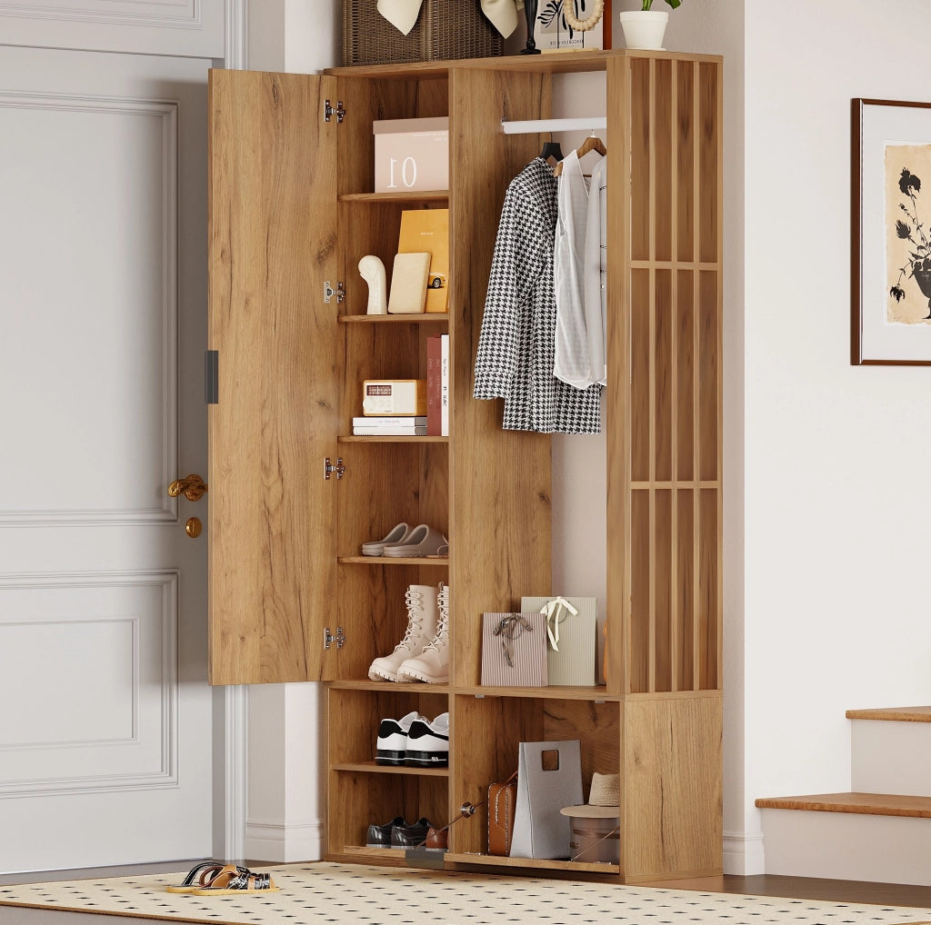 Mobile ingresso 6 in 1 con specchio e appendiabiti 100x33x190 cm