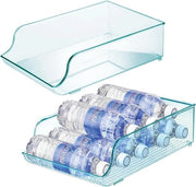 Organizzatore per bottiglie da 9 flessi acqua e bibite, accessorio da cucina in plastica blu, 2 pezzi.