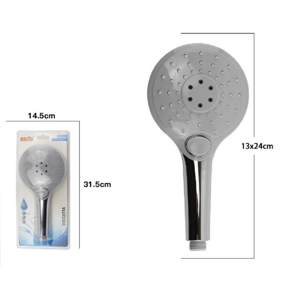Trade Shop - Doccetta Rotonda Doccino Soffione Doccia Cornetta Pulsante 69109 Bagno 13x24 Cm -