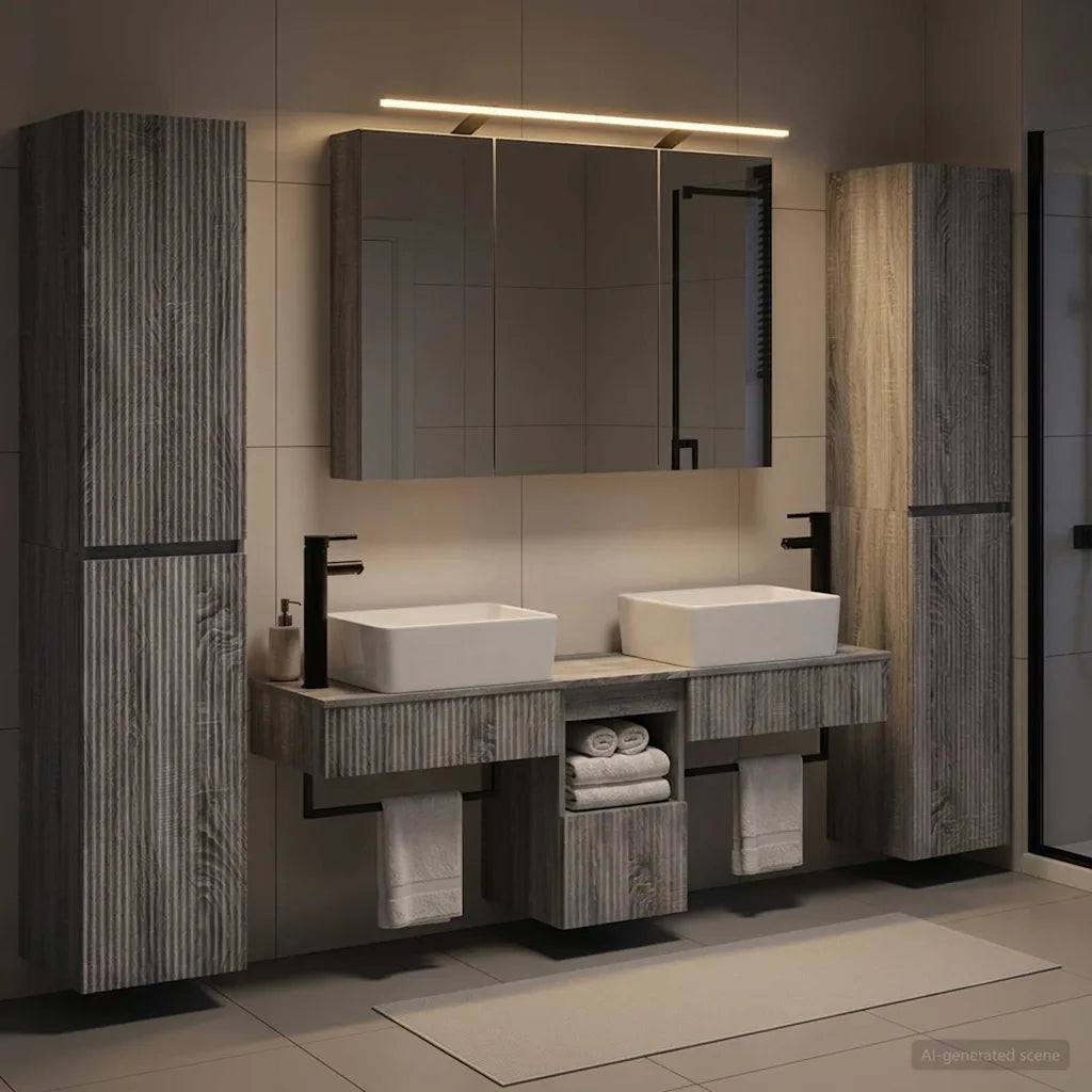 Set di mobili per il bagno 6 pcs Sonoma grigio 3407196