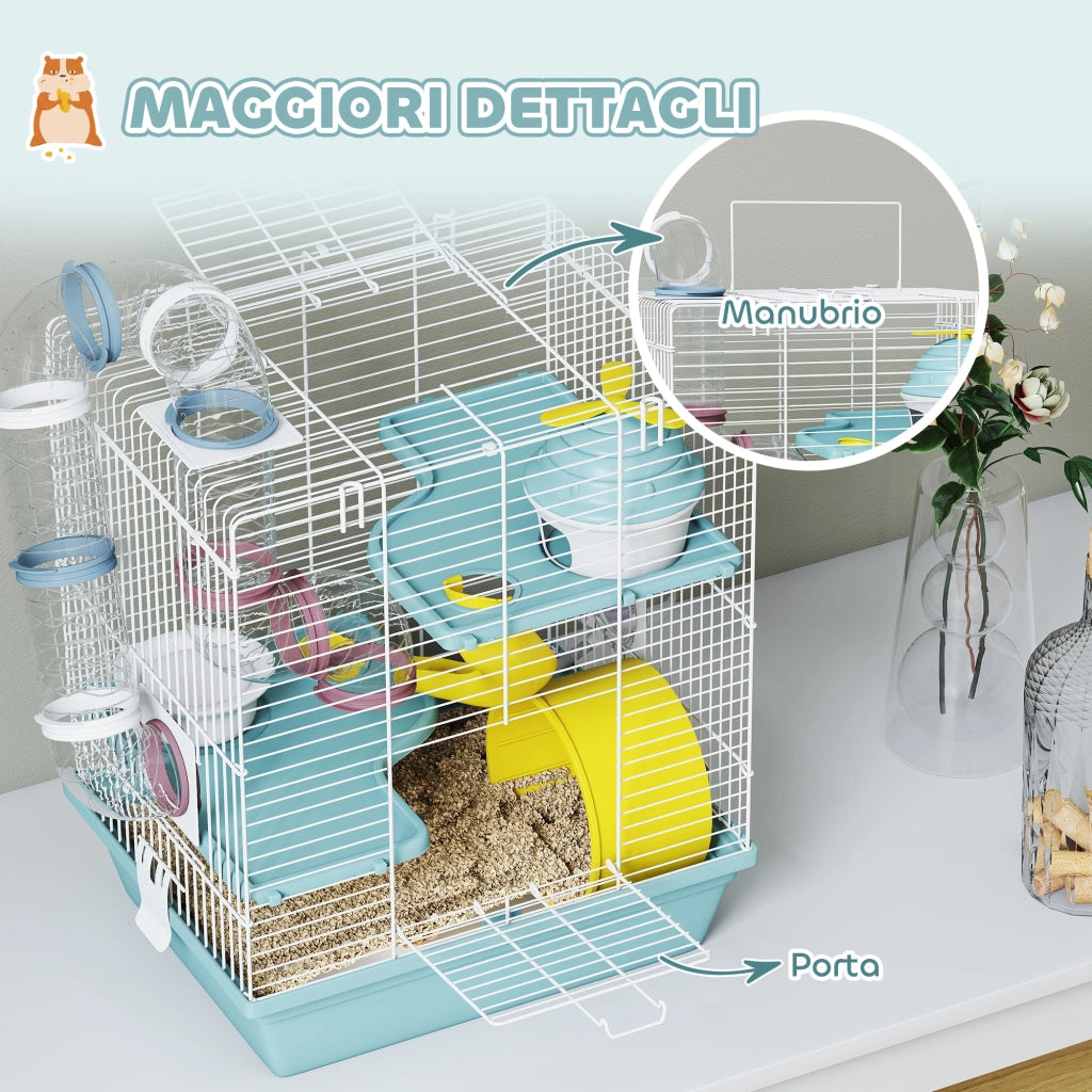 Casetta 3 Livelli per Criceti con Tubi e Accessori ¨C zephmum ¨C Grigio 34.5x27.5x41 cm