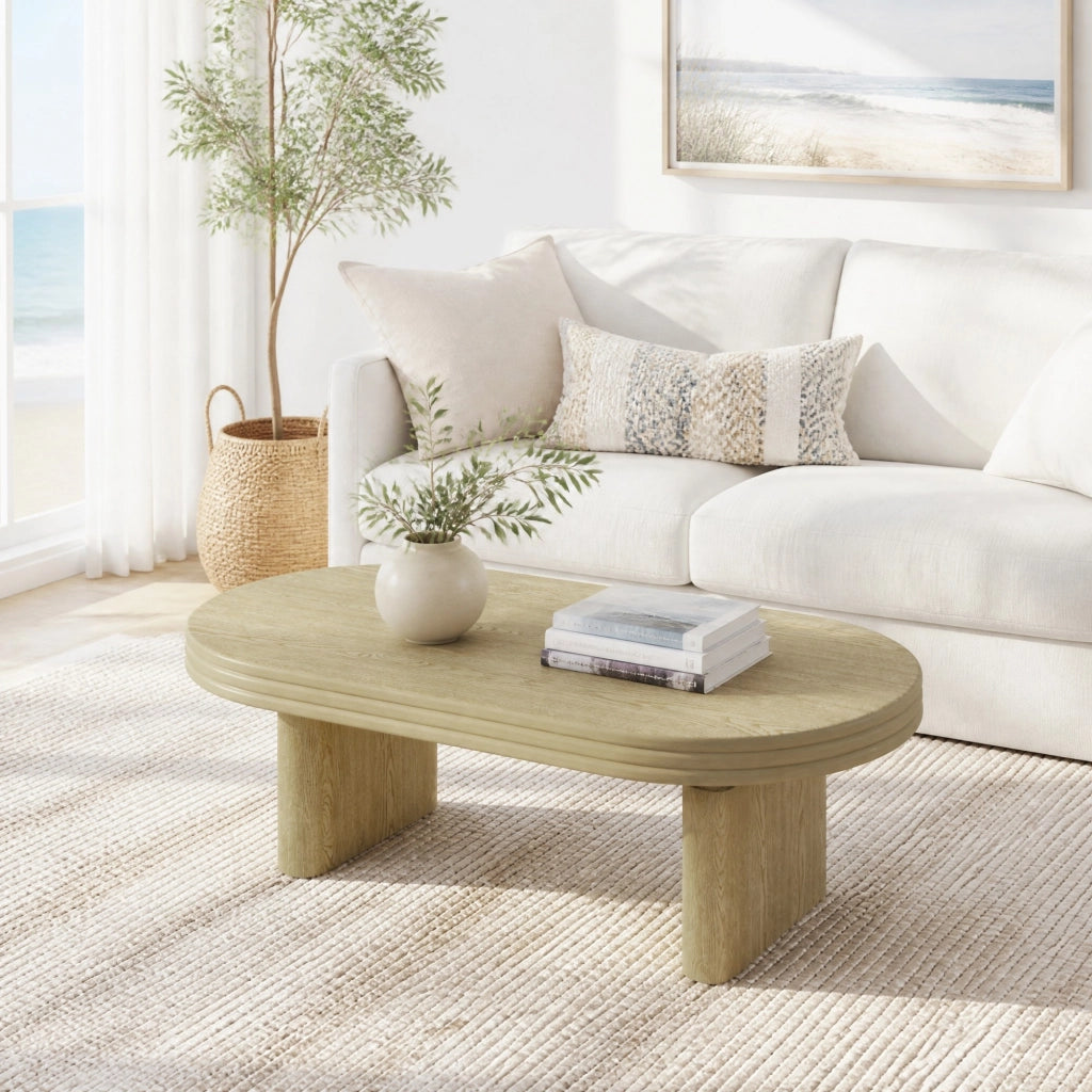 TAVOLO OVALE 120x60x41,5 cm in MDF e impiallacciatura in legno Naturale