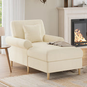Poltrona relax imbottita in velluto, sedia lounge reclinabile, beige