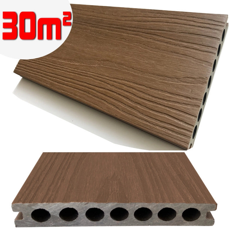 Listone WPC 3D SUPRAM HD 30m² co-estruso per pavimentazione decking colore Teak effetto legno 138x2200mm spessore 22mm