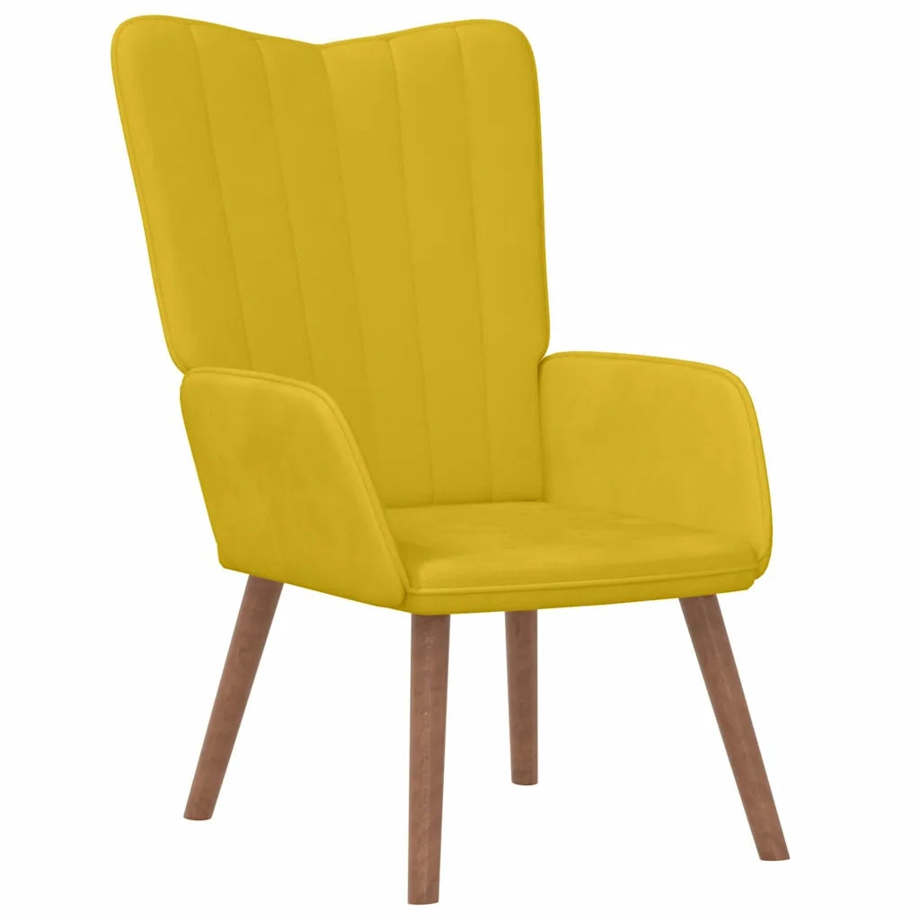 Divano Sedia-Poltrona Relax con Poggiapiedi Giallo Senape in Velluto 799332