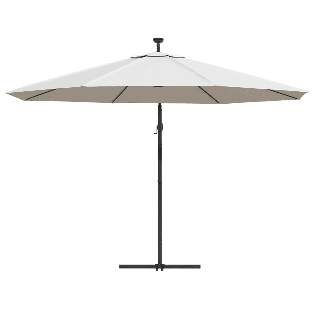 Ombrellone a Sbalzo con LED e Palo in Metallo-Ombrello da giardino 350 cm Sabbia