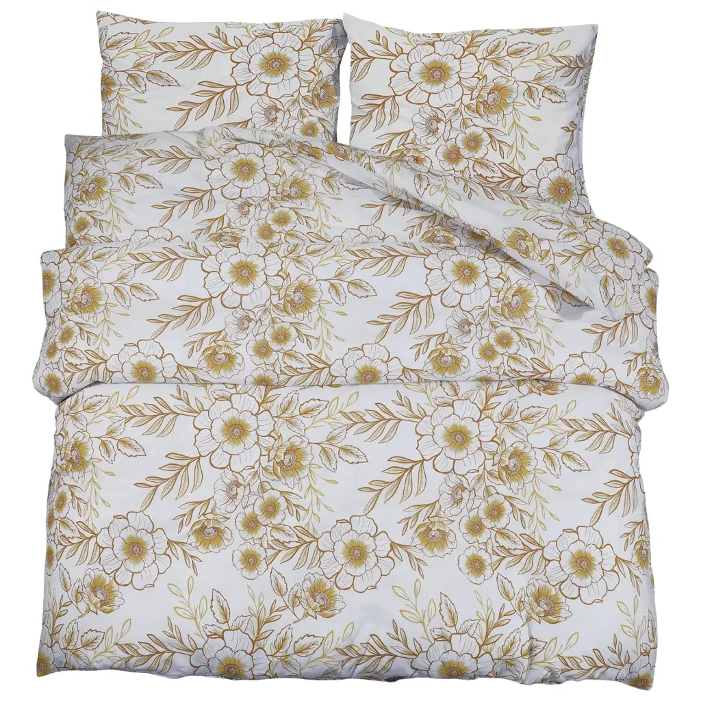Set Copripiumino Bianco e Marrone 260x220 cm in Cotone 136416