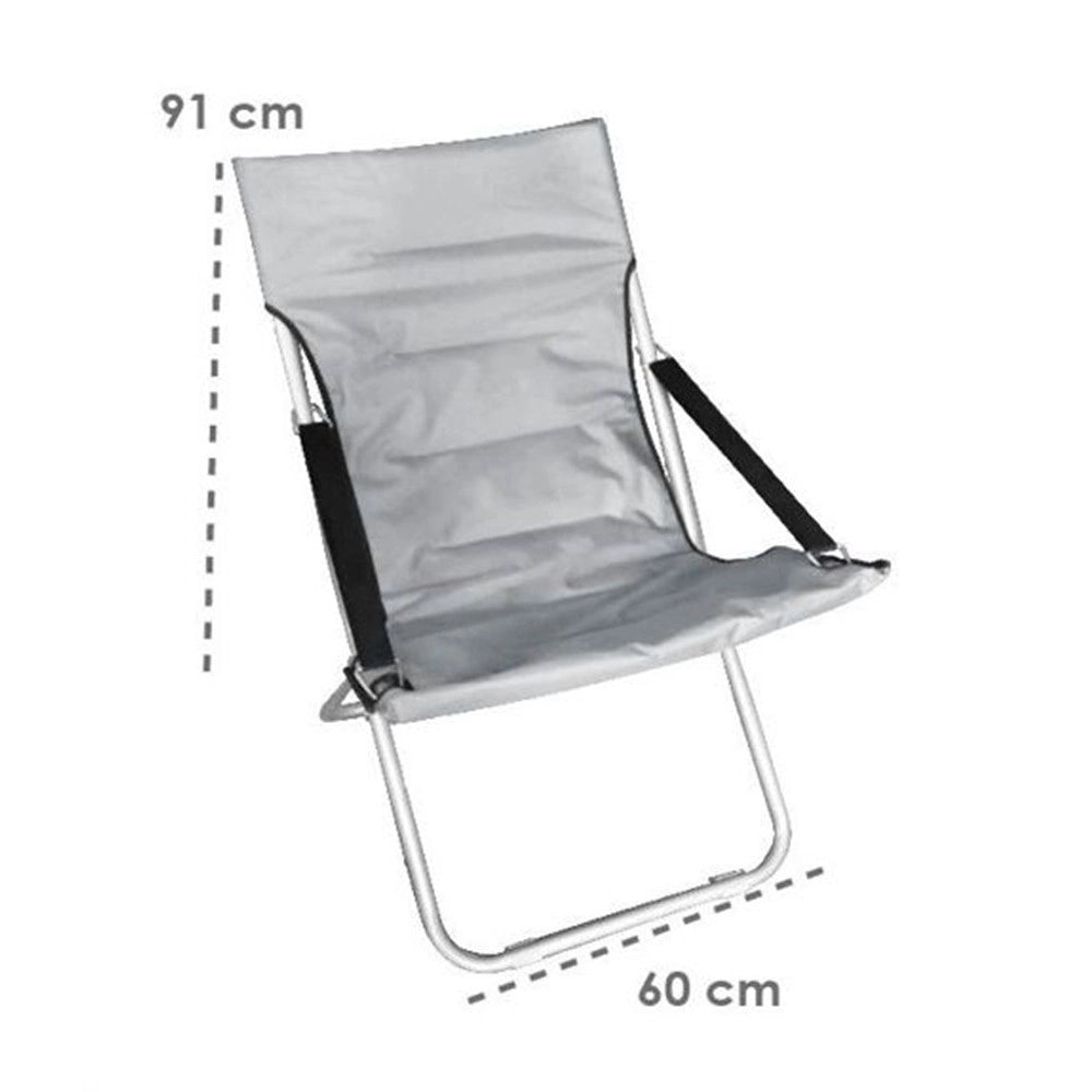 Trade Shop - Sedia Canapone In Poliestere Grigio Imbottita Pieghevole Sdraio Giardino Veranda 281027 -