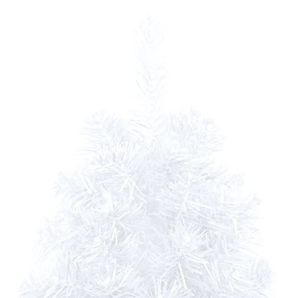 Albero di Natale a Metà Preilluminato con Palline Bianco 150 cm 3077655