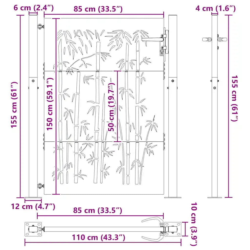 Cancello da giardino con blocco Nero 110 x 155 cm 42015896