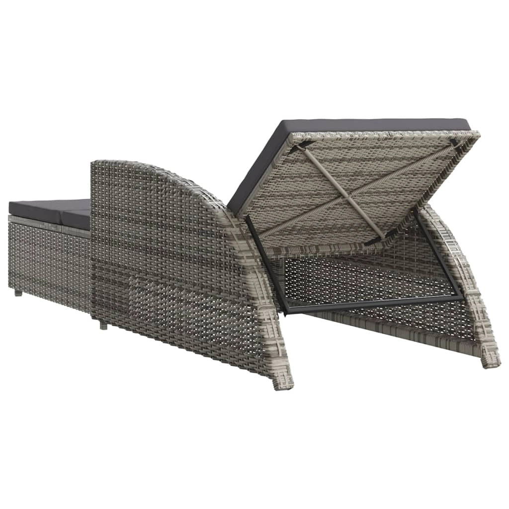 Sdraio sdraio lettino lettino da giardino terrazza arredo da esterno con cuscino grigio scuro resina intrecciata grigia 02_0012493