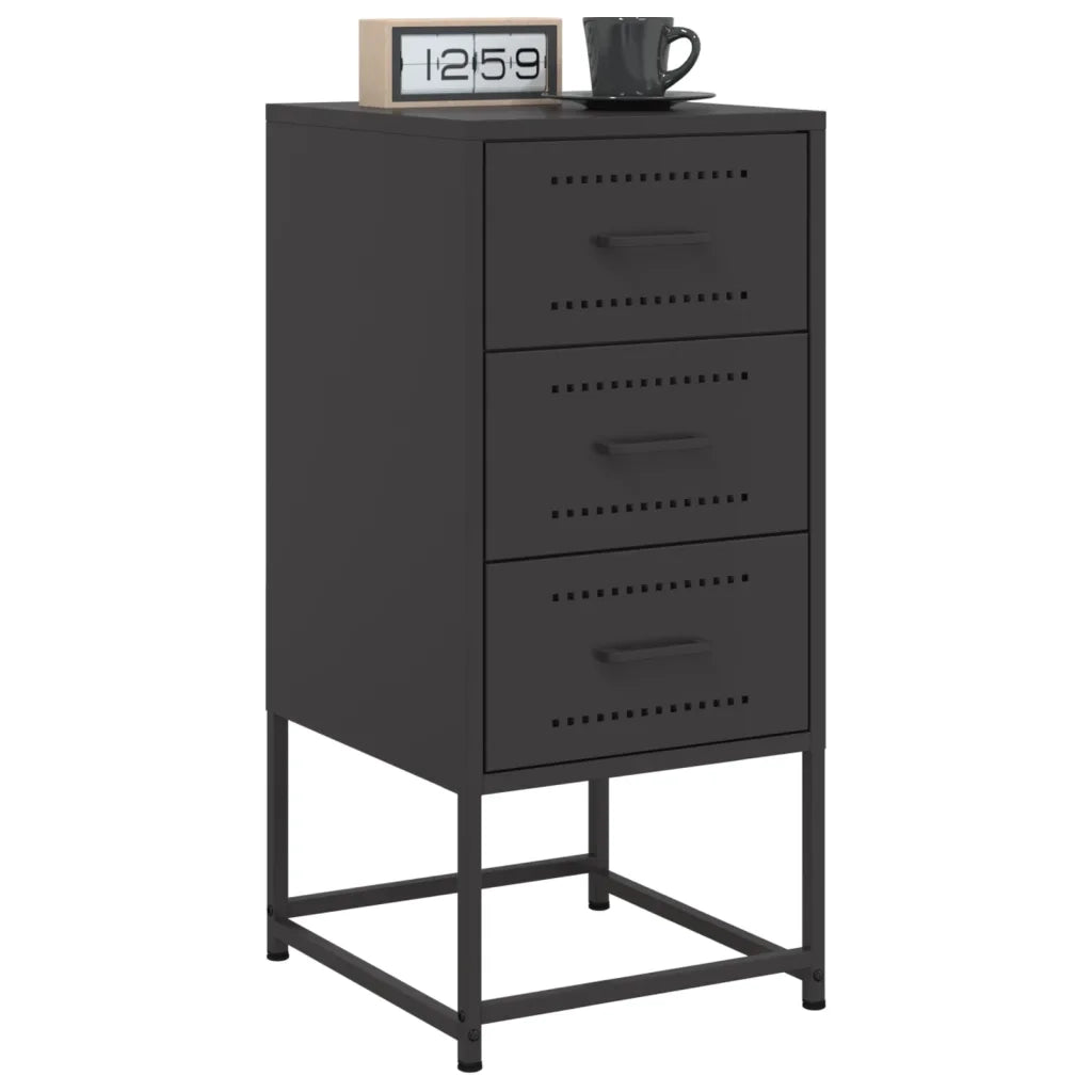 Comodini 2 pz-Set di 2 Tavolino da notte Neri 36x39x78 cm in Acciaio 639784