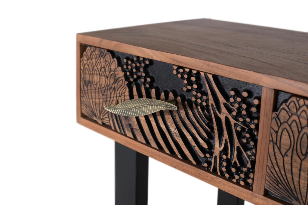 Consolle in legno di acacia naturale tinto e metallo