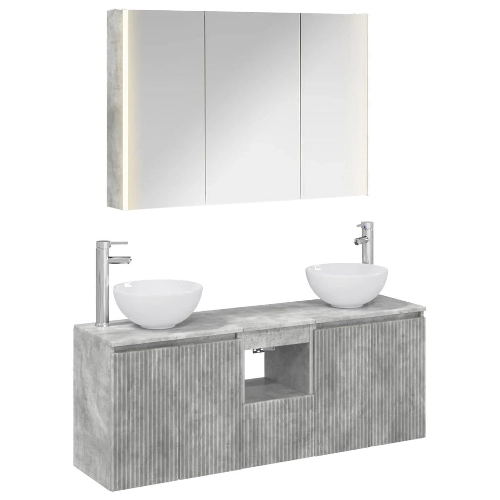 Set di Armadi da Bagno 4 pcs Grigio Cemento 3406346