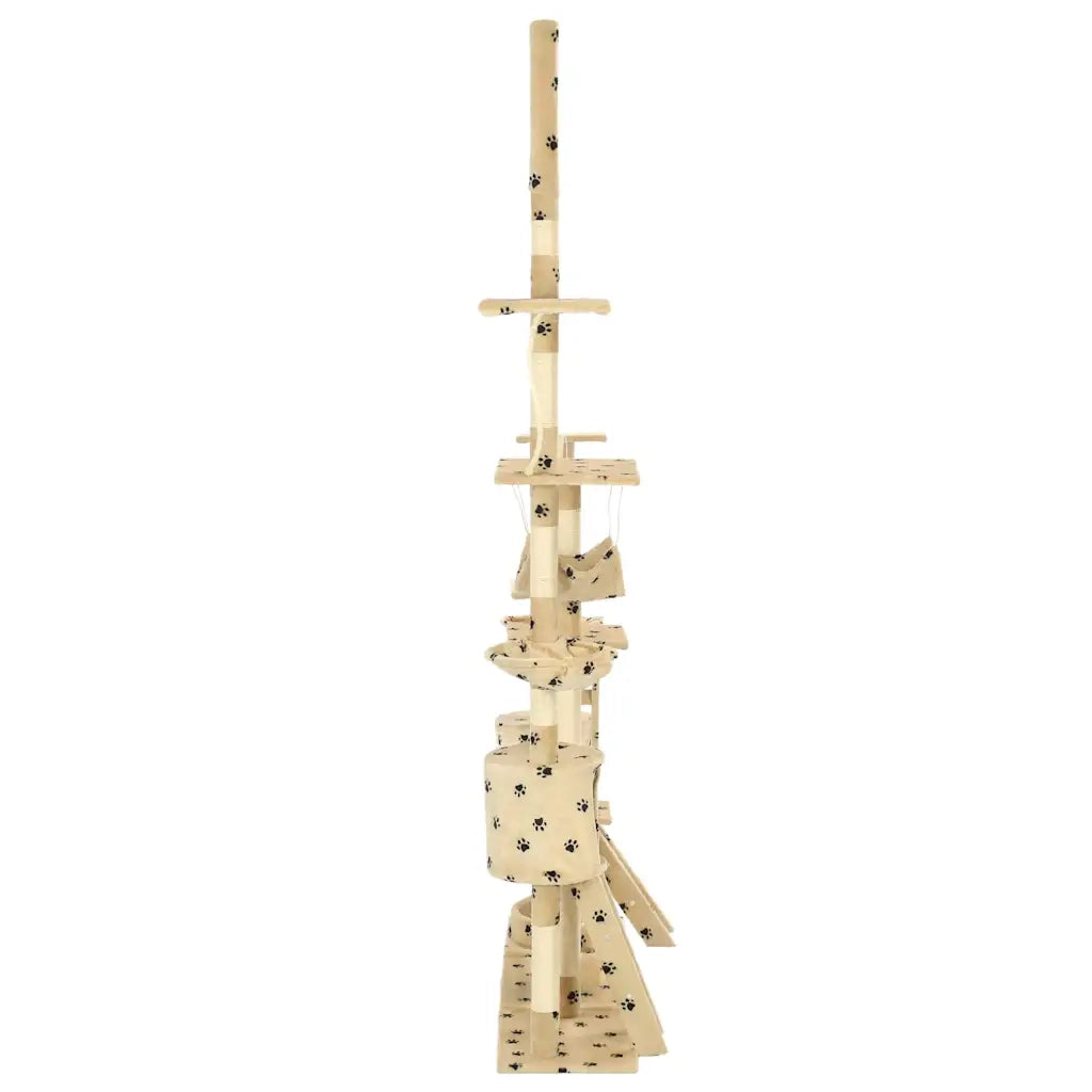 Albero per Gatti Tiragraffi Sisal 230-250cm Stampa Zampe Beige CFW6723847