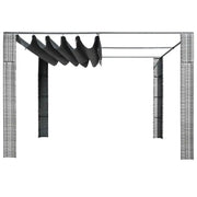 Gazebo | Pergolato con Tetto in Polyrattan 300x300x220cm Grigio e Crema