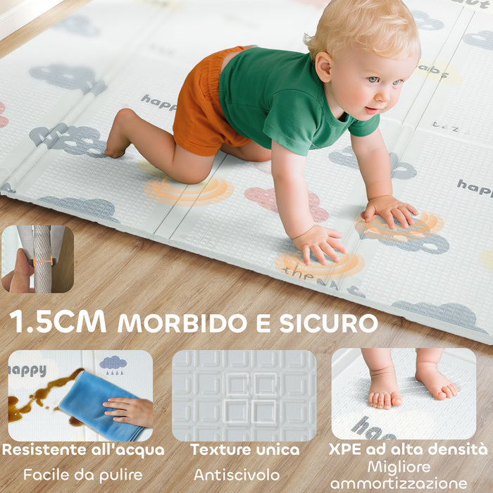 Tappeto per Bambini con Lettere 194x176,5x1,5 cm Superficie Impermeabile in XPE Multicolore