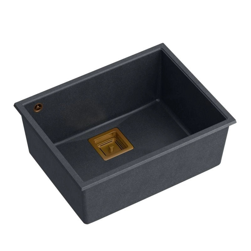 Lavello In Granito David 50 Black Metallic Tappo oro