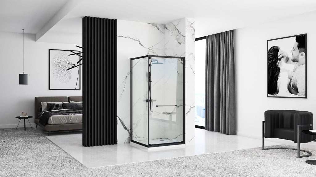 Cabina Doccia Rea Space In Black 80x100 senza piatto doccia