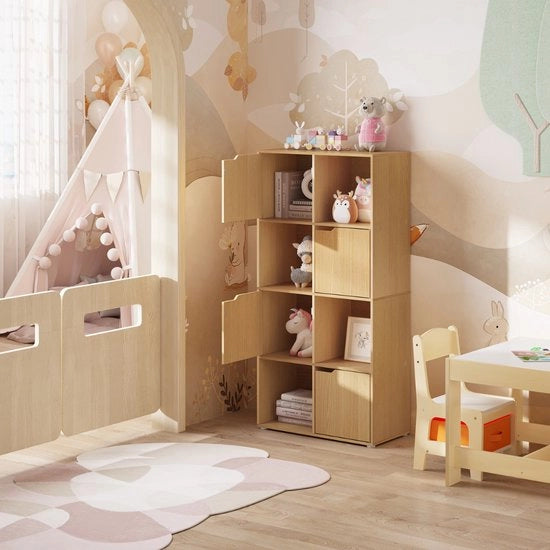 Cassettiere per Bambini - 60 x 30 x 120 cm - Mobili per Archiviazione per Bambini - Cassetto per Giochi - Camera da Bambino - Materiale Laccato Legno di Quercia