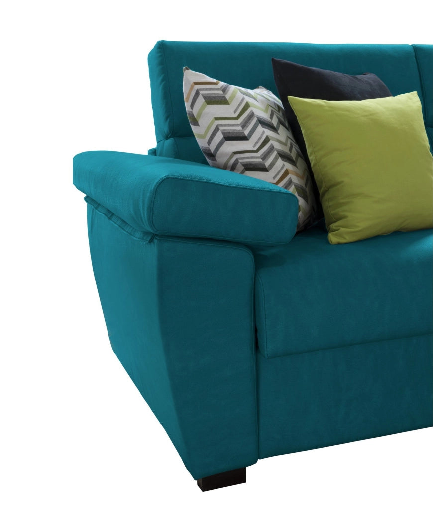 Fisciano, Divano Letto 2 Posti Sfoderabile Made in Italy, 205x95 cm Azzurro