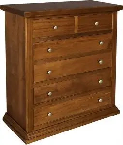 cassettiera cinquino in legno arte povera noce scuro 4 + 2 larga