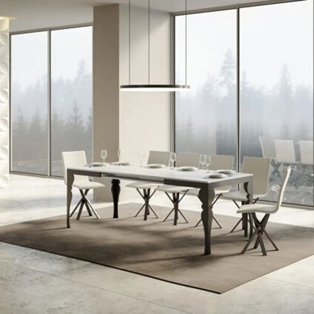 Tavolo allungabile 120/224x90 cm Paxon Evolution colore bianco frassino telaio e gambe antracite