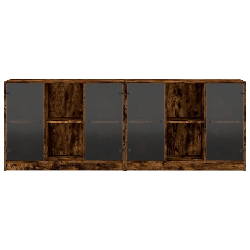 Libreria con Ante Rovere Fumo 204x37x75 cm in Legno Multistrato 3206535