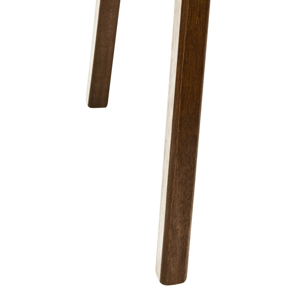 Set di 2 sedie da pranzo in tessuto beige e struttura in legno massiccio marrone retrò senza braccioli con seduta