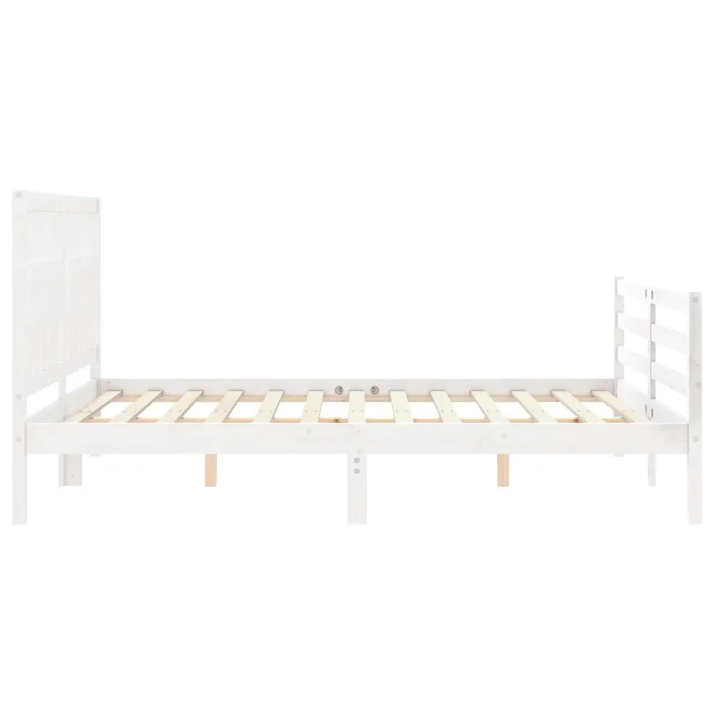 Giroletto con Testiera-Struttura Letto con testiera Bianco 160x200 cm Legno Massello 700233