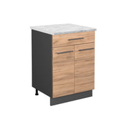 Mobiletto base per cucina Fame-Line Rovere dorato/Antracite 60 cm con cassetto, PL Marmo Vicco
