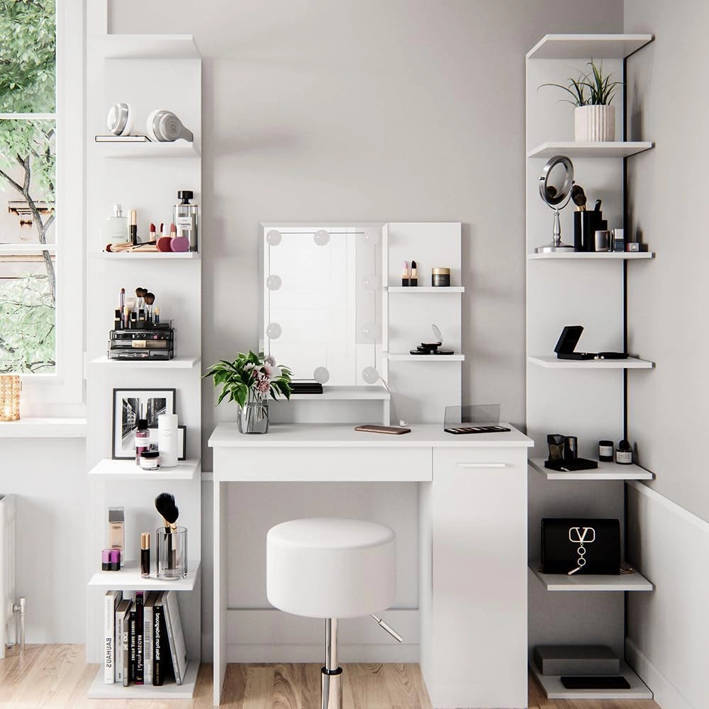 Libreria da parete Paolo, Bianco, 30 x 190 cm Set di 2, montabile per riporre libri e decorazioni