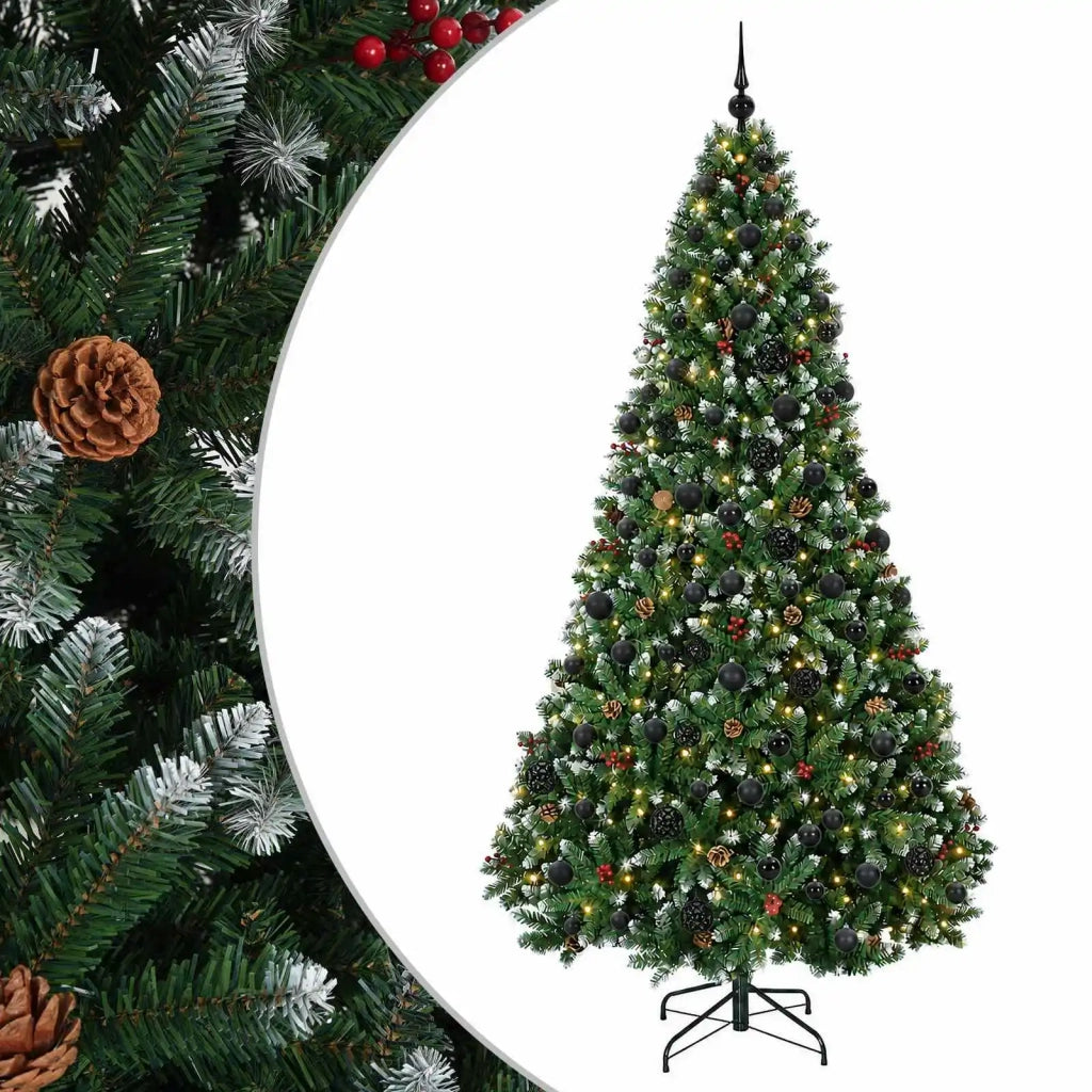 Albero di Natale artificiale verde con palline 210 cm 300 LED 3466466