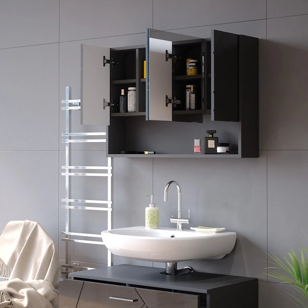 Vicco Specchio contenitore bagno Antracite lucido 80.1 x 55 cm