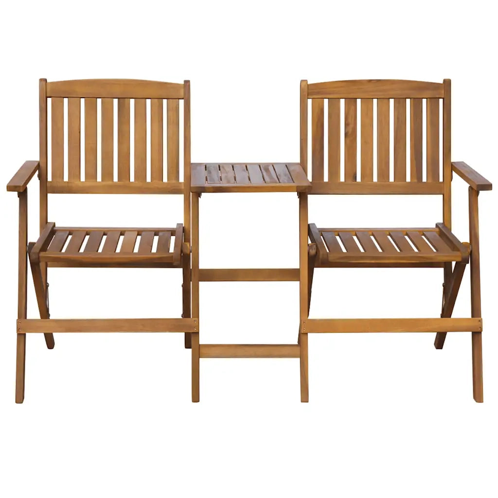 Panca da Giardino | Panchina Esterni Pieghevole con Tavolino 140 cm Massello Acacia