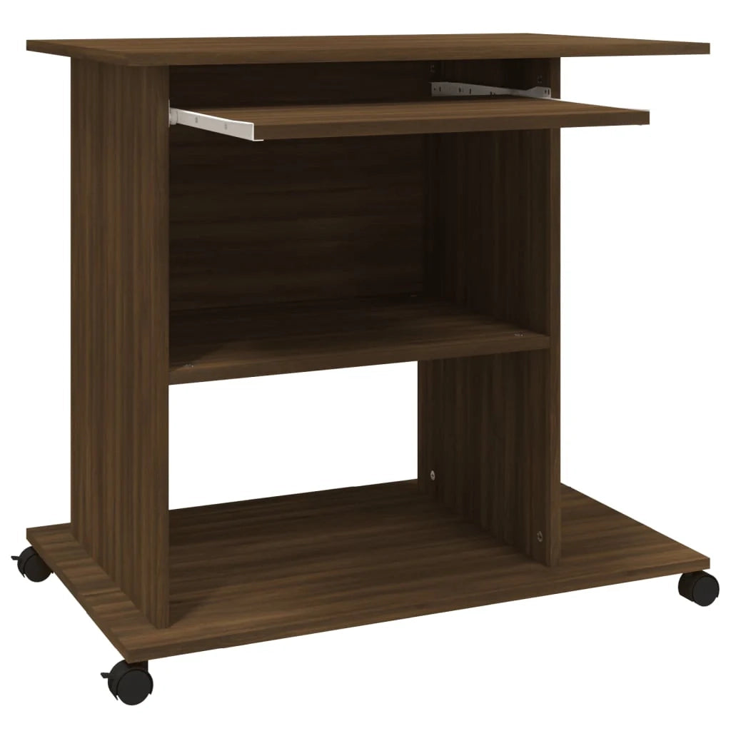 Scrivania tavolo postazione di lavoro mobile per computer studio per computer rovere 80 x 50 x 75 cm legno ingegnerizzato marrone 02_0023728