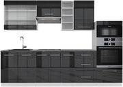 Cucina componibile Fame-Line, Antracite lucido/bianco, 280 cm senza piano di lavoro, per l'espansione personalizzata tramite moduli aggiuntivi compatibili