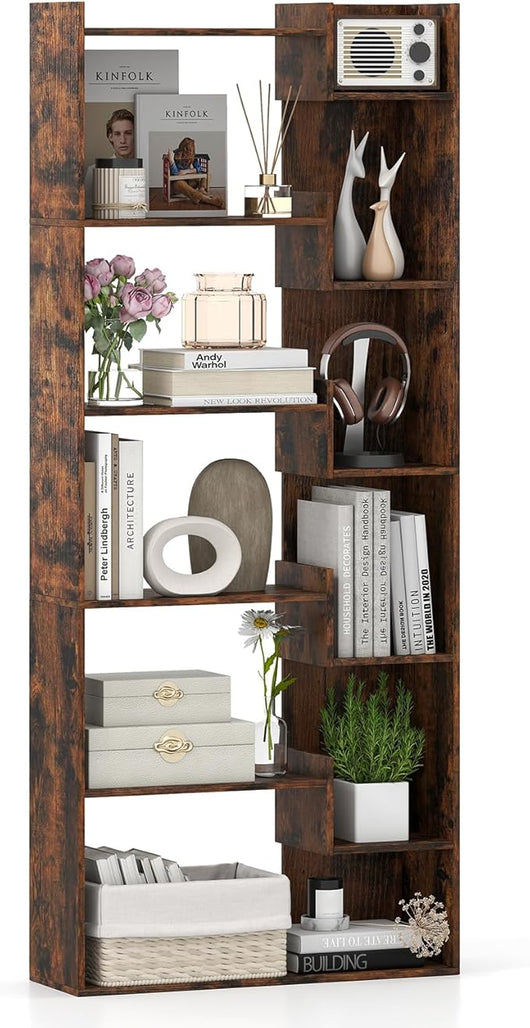 Libreria a 6 Ripiani, Scaffale Alto Salvaspazio in Legno, Libreria Moderna per Studio, Ufficio, Soggiorno e Camera da Letto, 69 x 22 x 163 cm (Marrone)