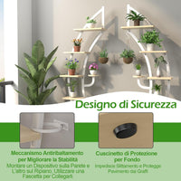 Scaffale per Piante a 7 Livelli, Scaffale a Forma di Mezza Luna con Gancio e Dispositivo Antiribaltamento, Porta Piante e Fiori per Interno, Balcone e Soggiorno (1 PEZZO BIANCO)
