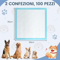 Tappetini Assorbenti per Cani, Tappetini da Interno ed Esterno per Animali Domestici a 6 Strati a Prova di Perdite, Asciugatura Rapida, Monouso per Urine, per Cagnolini (90 x 90 cm)