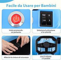 Go Kart Elettrico per Bambini, 12V Macchina Elettrica con Telecomando 3 Velocità Clacson Musica, 2-4 km/h, Regalo per Bambini 2-5 Anni (Blu)