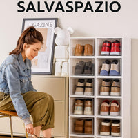Scarpiera Salvaspazio Slim Pieghevole con 6 Ripiani Facile da Montare e Compatta, Organizer Portascarpe con 6 Contenitori per Scarpe e Ciabatte